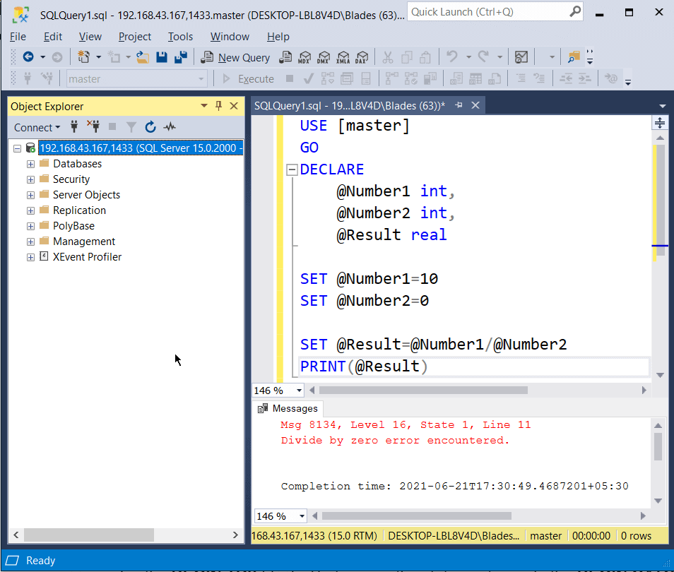 Exception Handling in SQL Server tutorial)