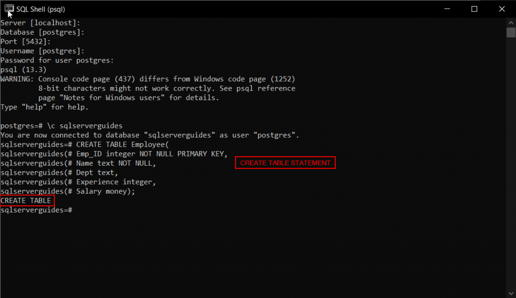 How to create a table in PostgreSQL [Terminal + pgAdmin]