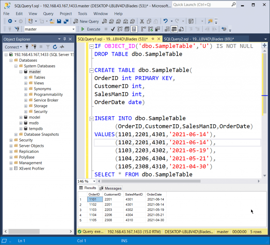 SQL Server drop table if exists