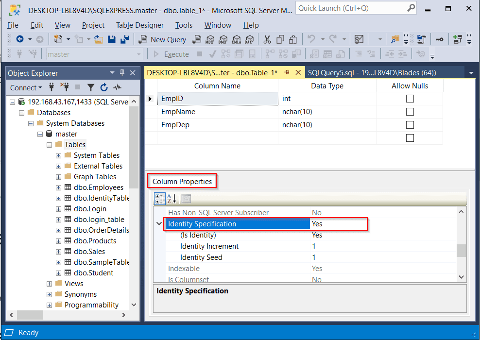 Identity_insert Is Set To Off Sql Server