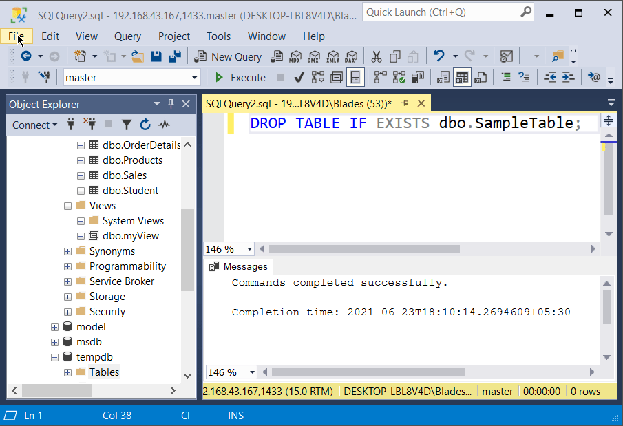 SQL Server drop table if exists