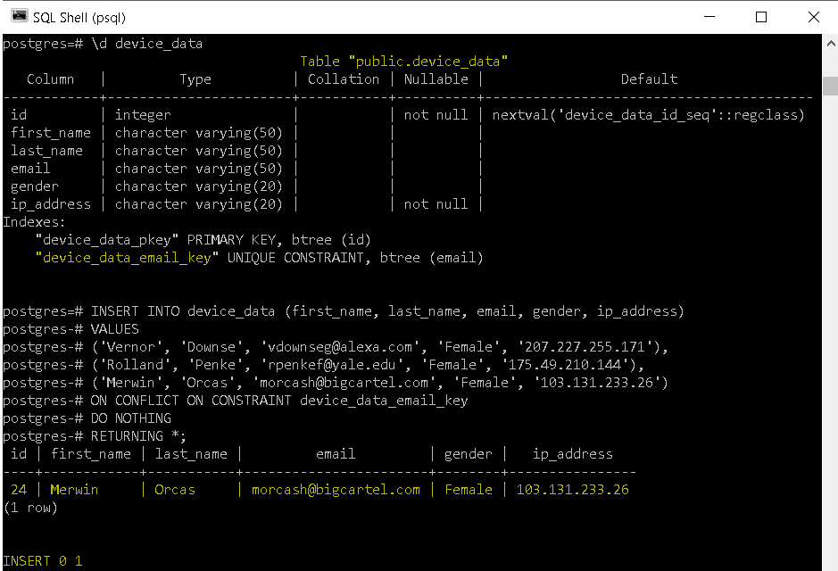 PostgreSQL INSERT Multiple Rows tutorial)