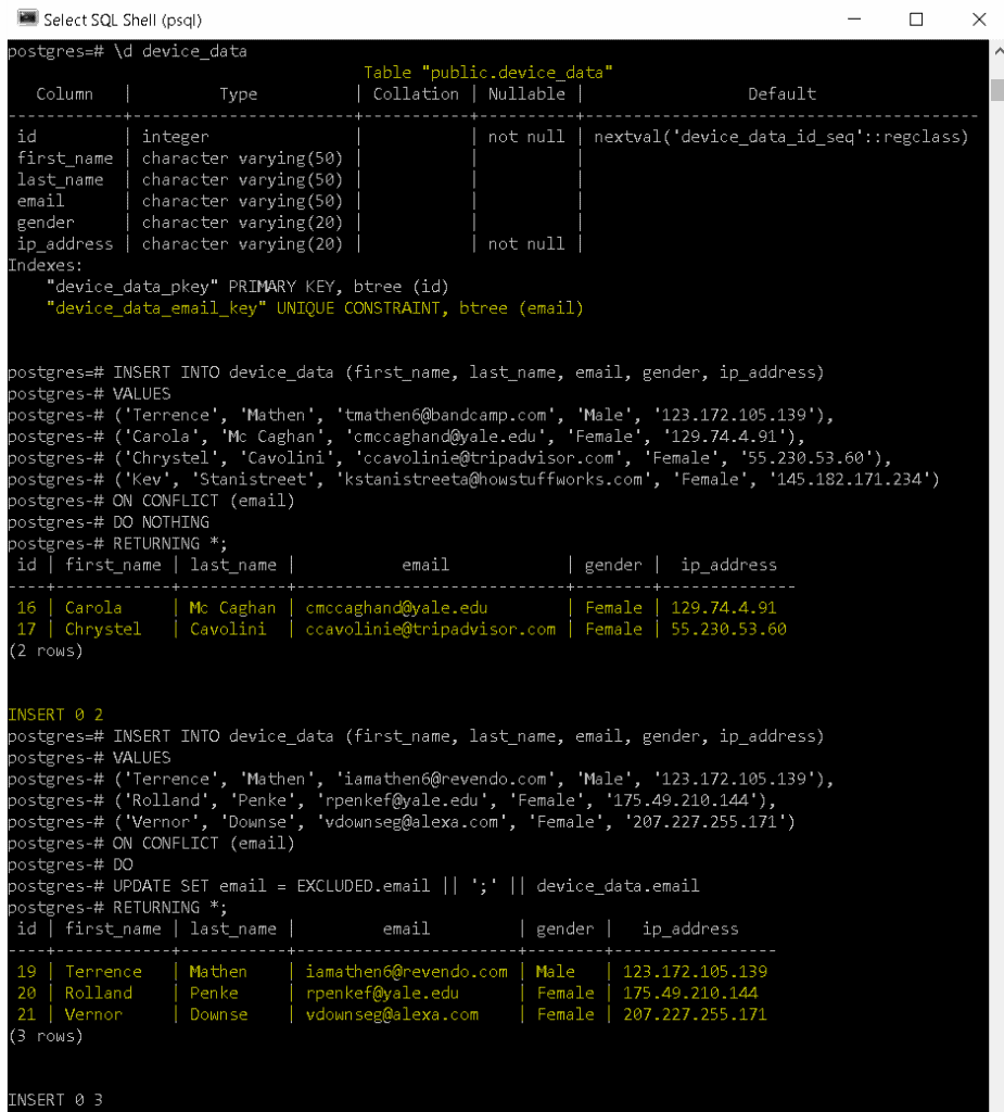 PostgreSQL INSERT Multiple Rows tutorial)