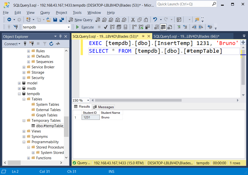 SQL Server stored procedure insert into with examples
