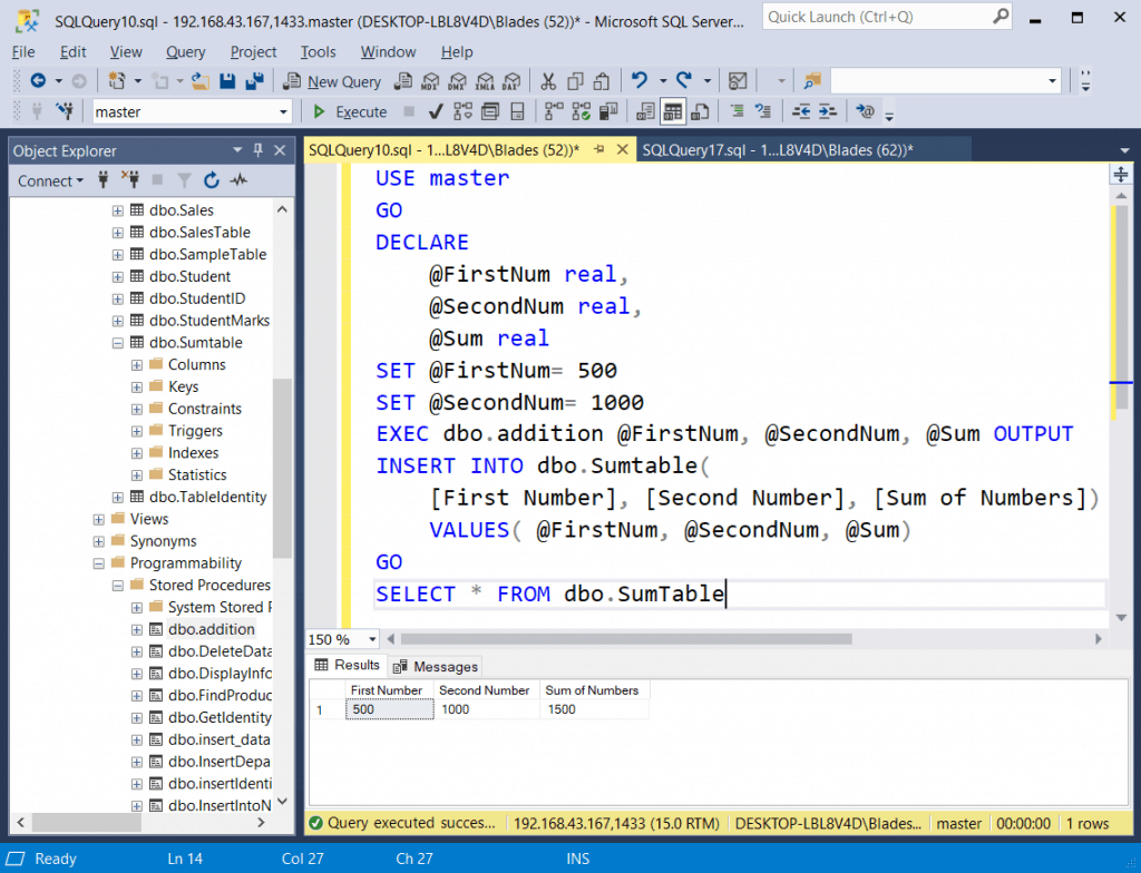 SQL Server stored procedure insert into with examples