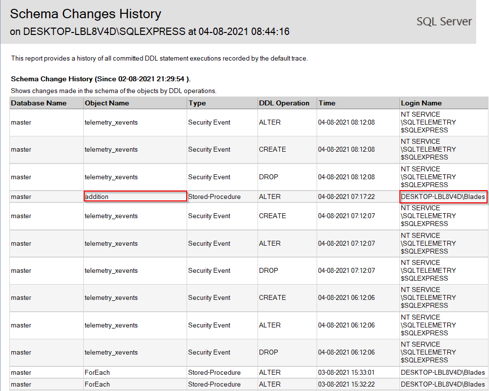 SQL Server stored procedure modified date