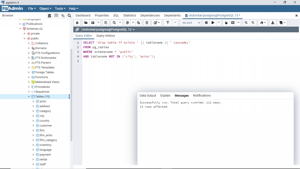 PostgreSQL drop all tables (With examples)