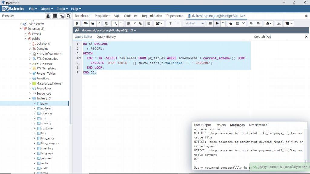 PostgreSQL drop all tables (With examples)