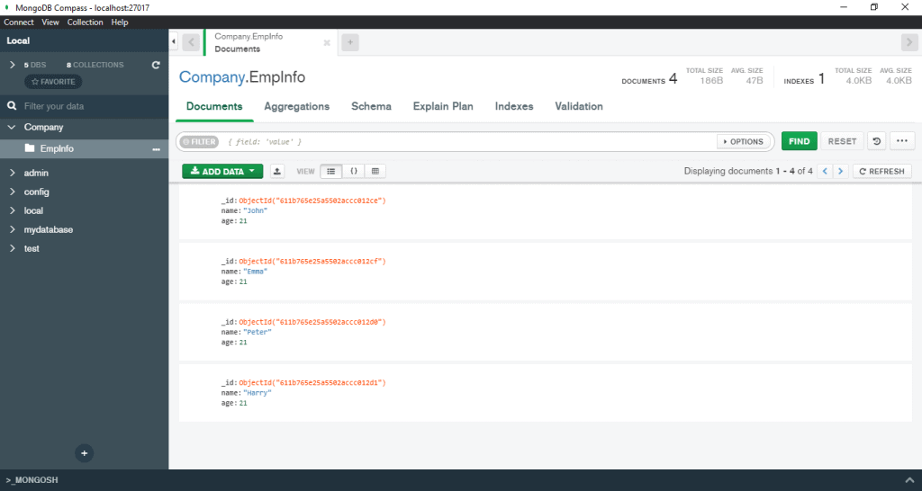 Create tables in MongoDB Guide)
