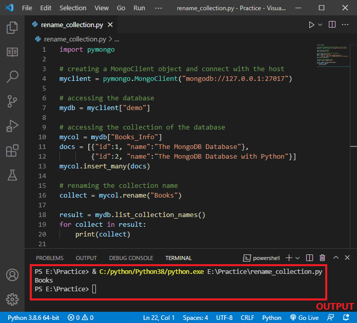 How to change collection name in MongoDB