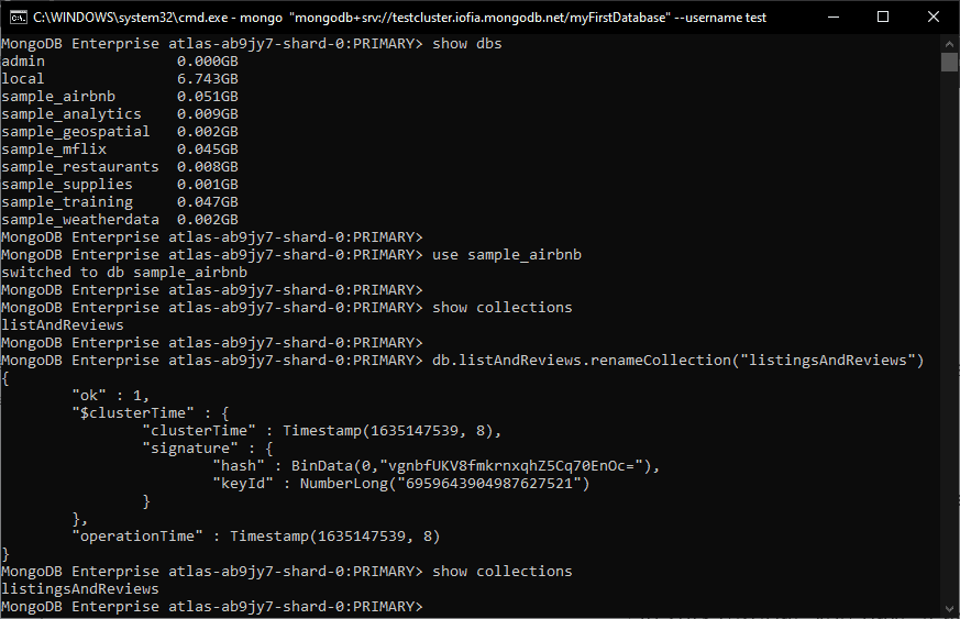 How to change collection name in MongoDB