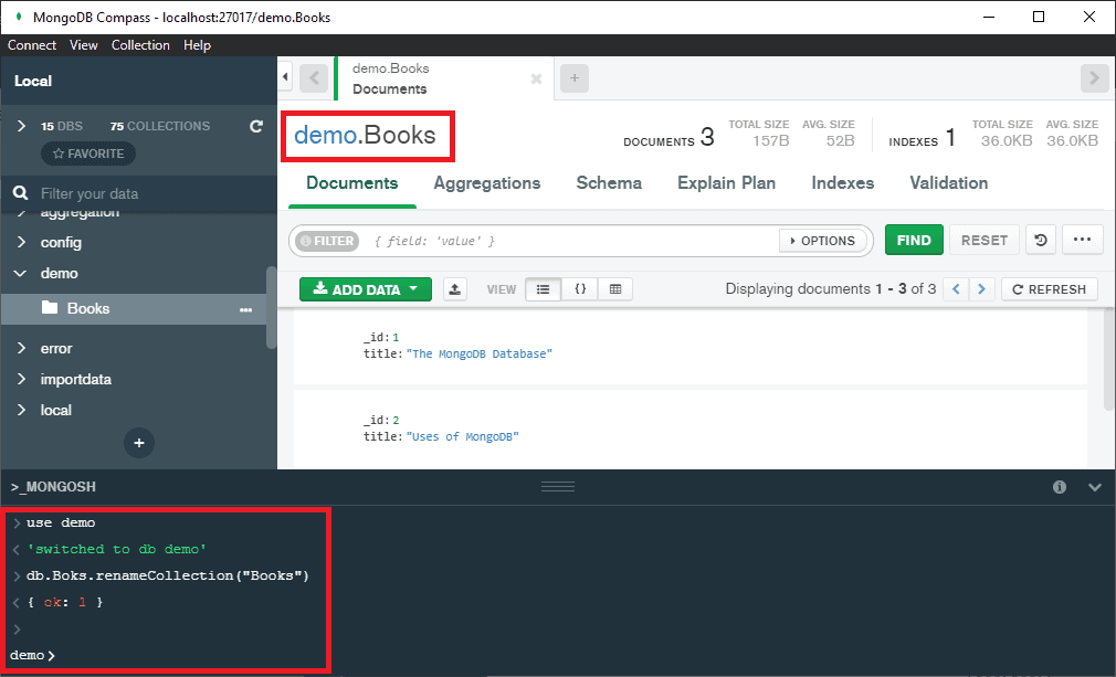 How to change collection name in MongoDB