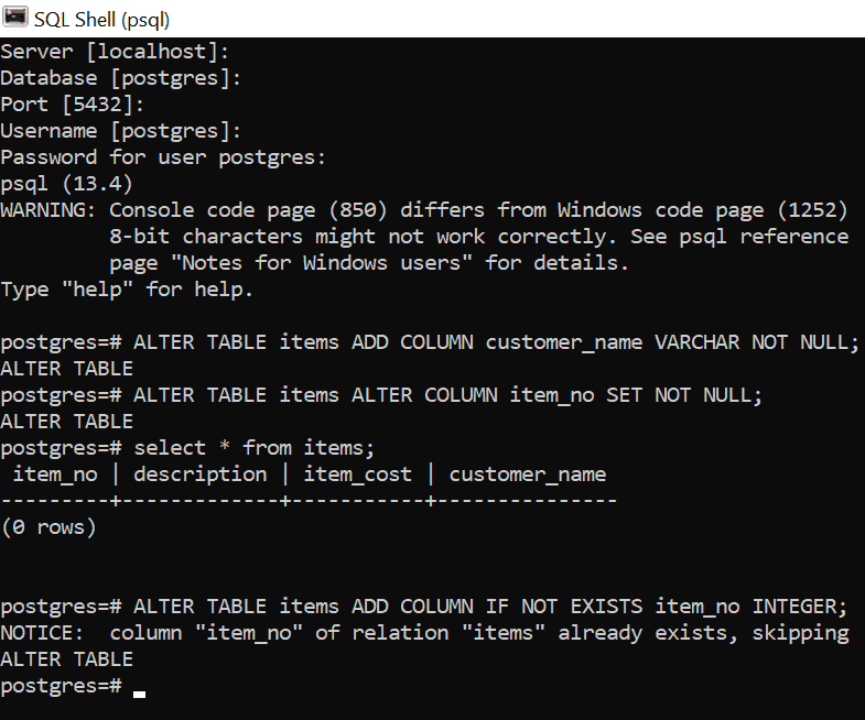 PostgreSQL add primary key
