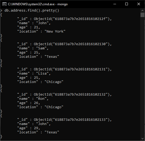 Distinct query in MongoDB