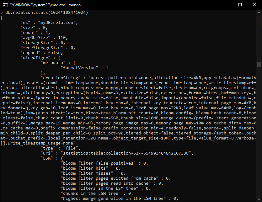 How to get collection size in MongoDB