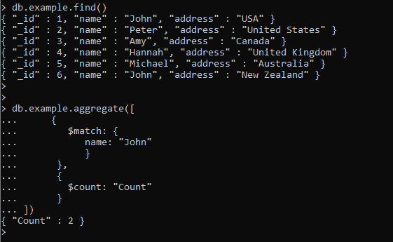 MongoDB aggregate $count with examples - DatabaseFAQs.com