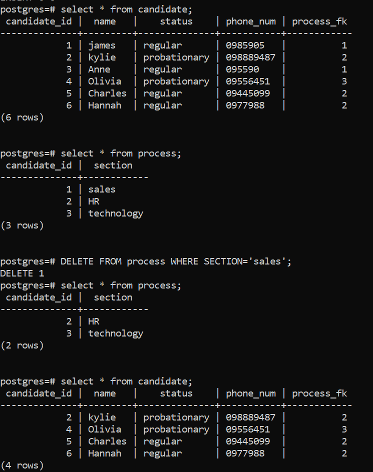 PostgreSQL Delete Row