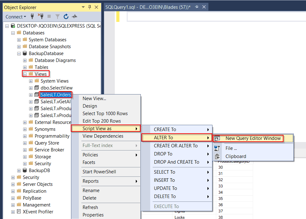 Alter view in SQL Server