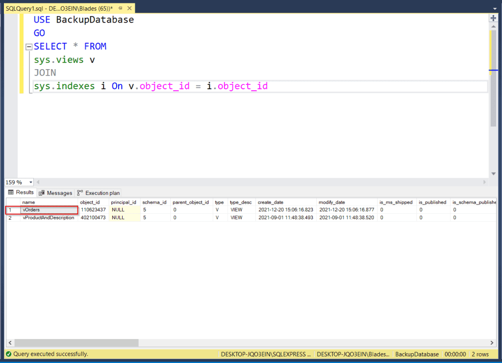 Indexed views in SQL Server Archives