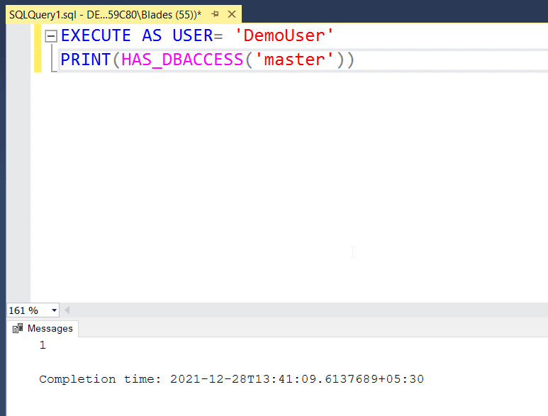 SQL Server check user permissions on database