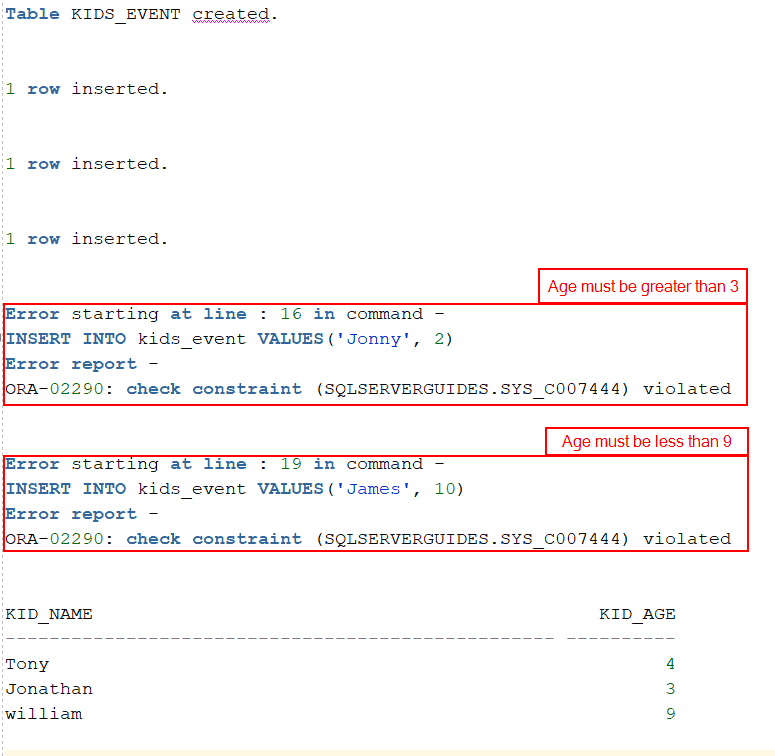 How to create table in Oracle