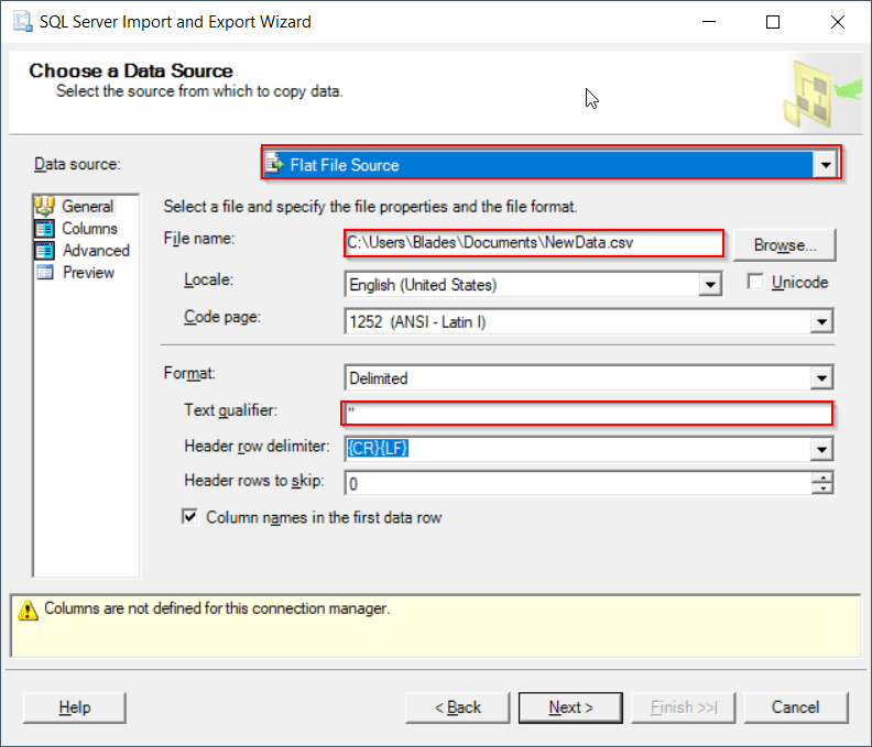 SQL Server bulk insert from CSV file