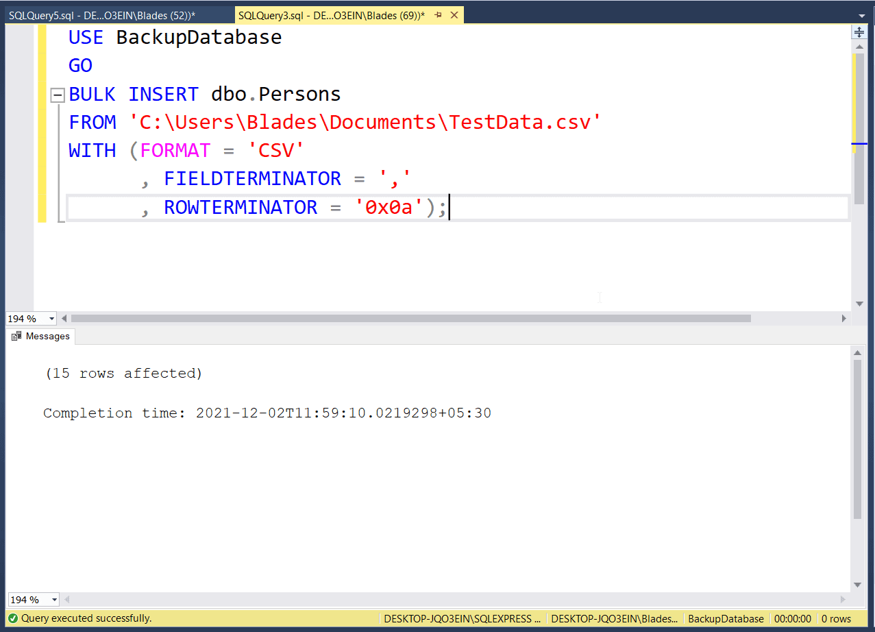 Create Table Bulk Insert Oracle Example
