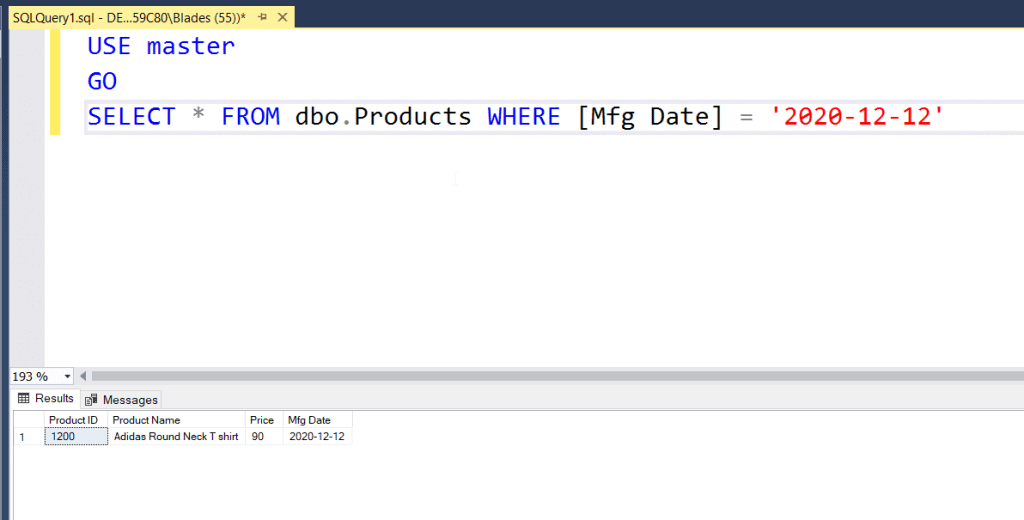 SQL Server Datetime functions examples