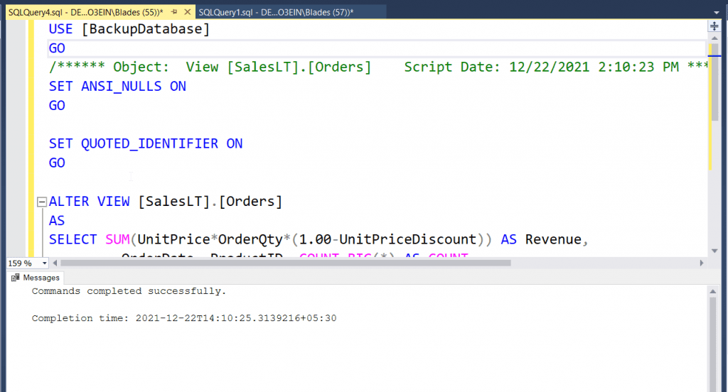 Alter view in SQL Server