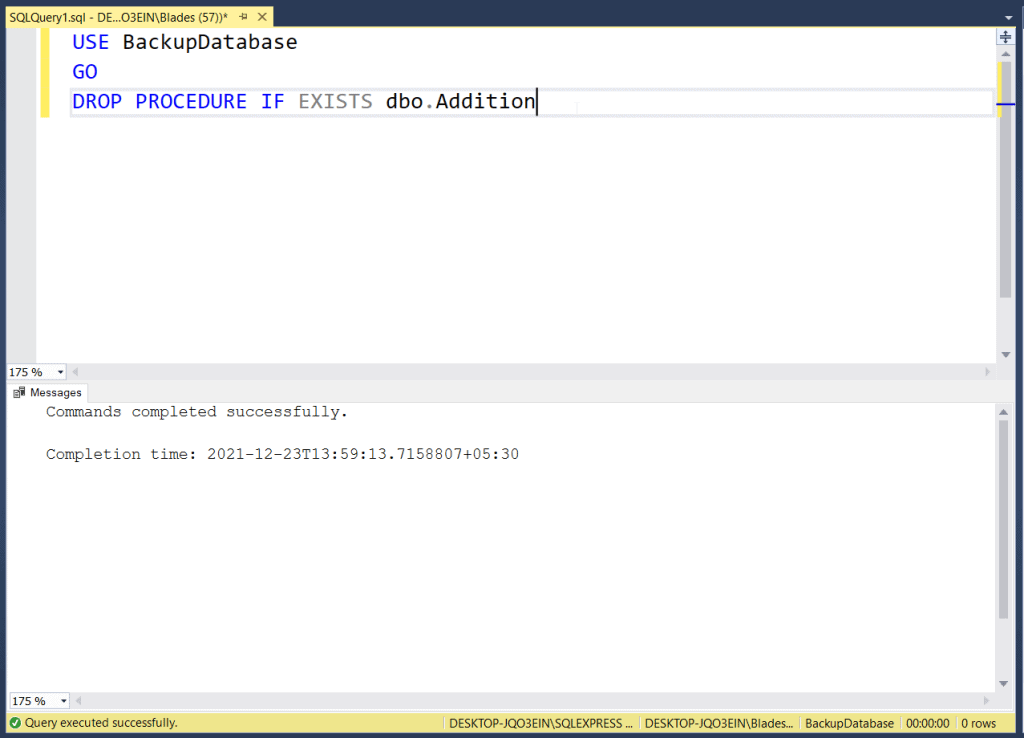 Drop stored procedure SQL Server