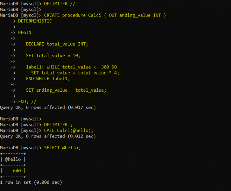 MariaDB create procedure Complete Tutorial