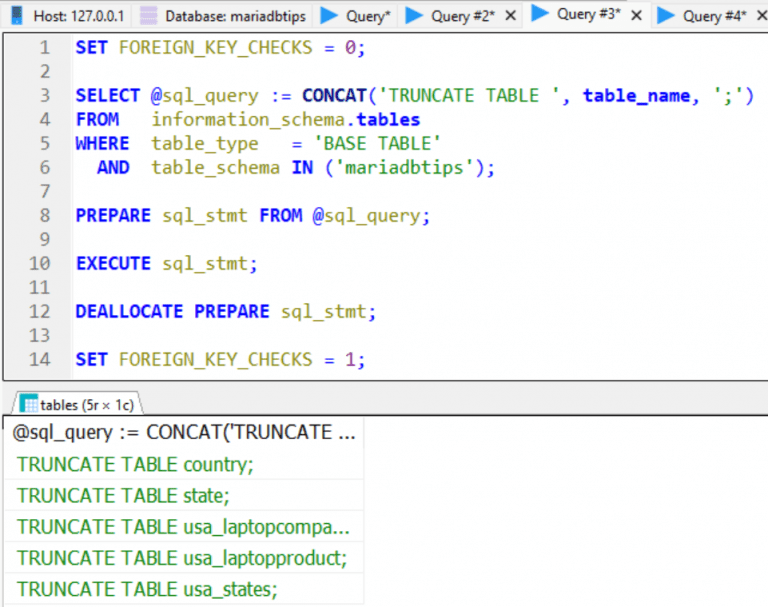 How to truncate table in MariaDB + Examples