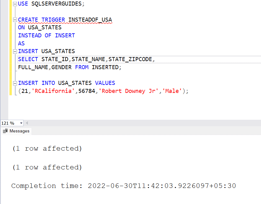 SQL Server Trigger Before Insert