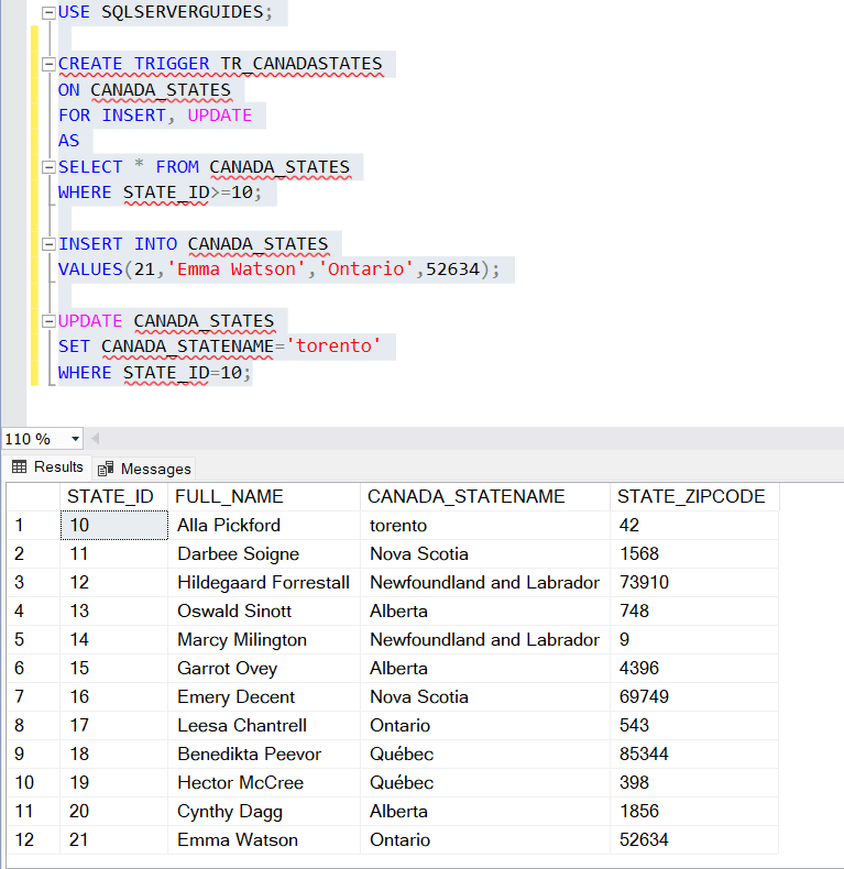 Create Trigger in SQL Server for Insert and Update