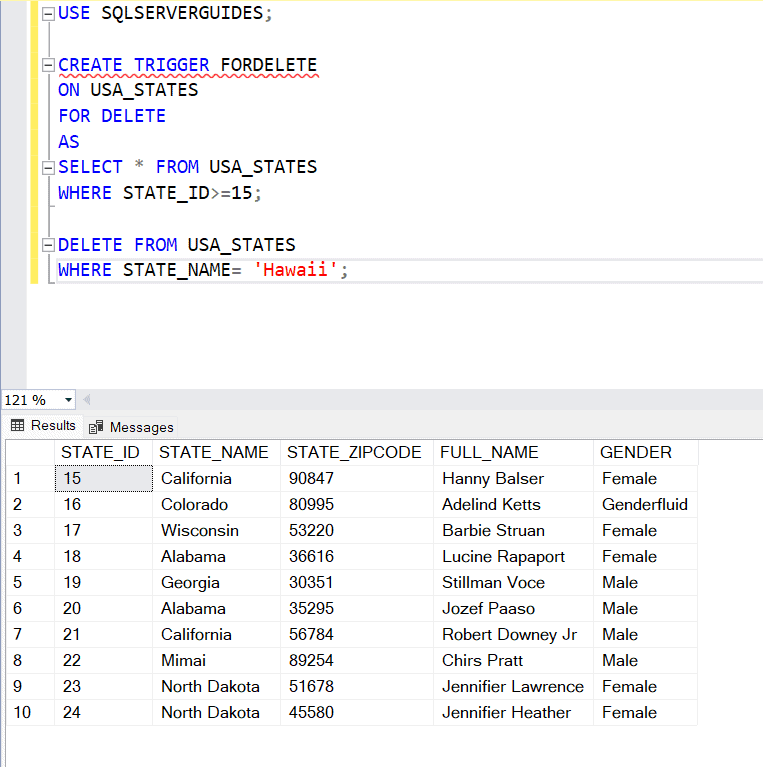 Trigger For Delete in SQL Server