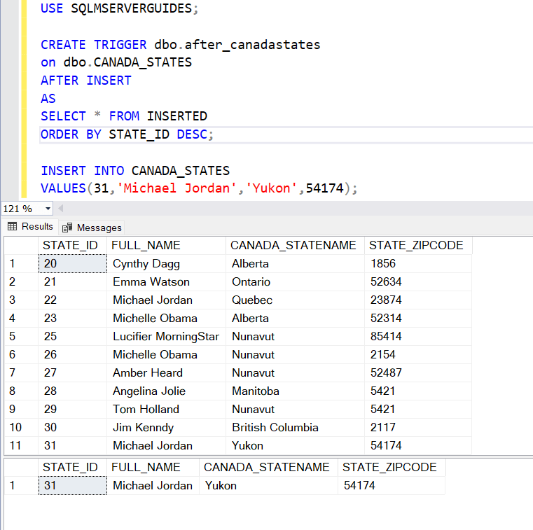Trigger to insert data in another table in SQL Server