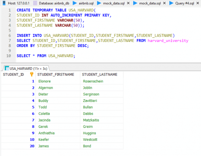 MariaDB Create Temporary Table From Select