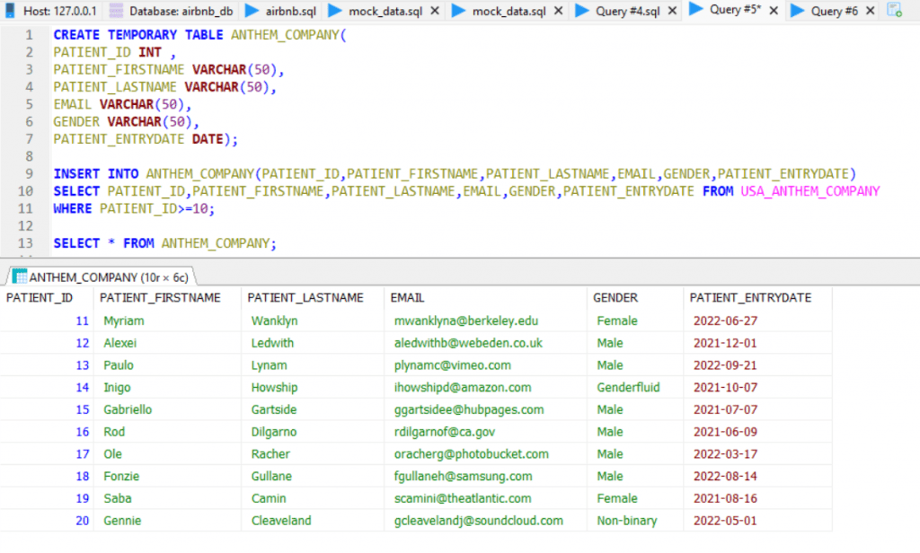 MariaDB Create Temporary Table From Select