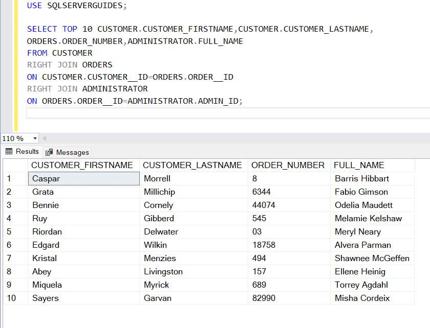 RIGHT JOIN in SQL Server