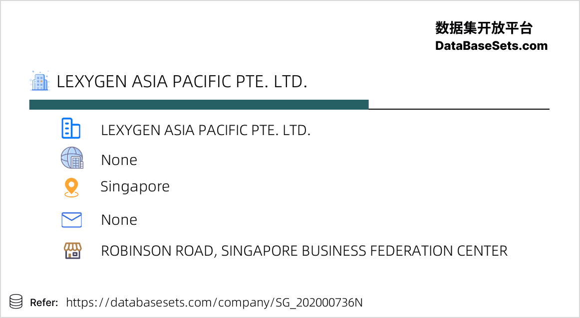 LEXYGEN ASIA PACIFIC PTE. LTD. Singapore 全球公司数据集开放平台 💿