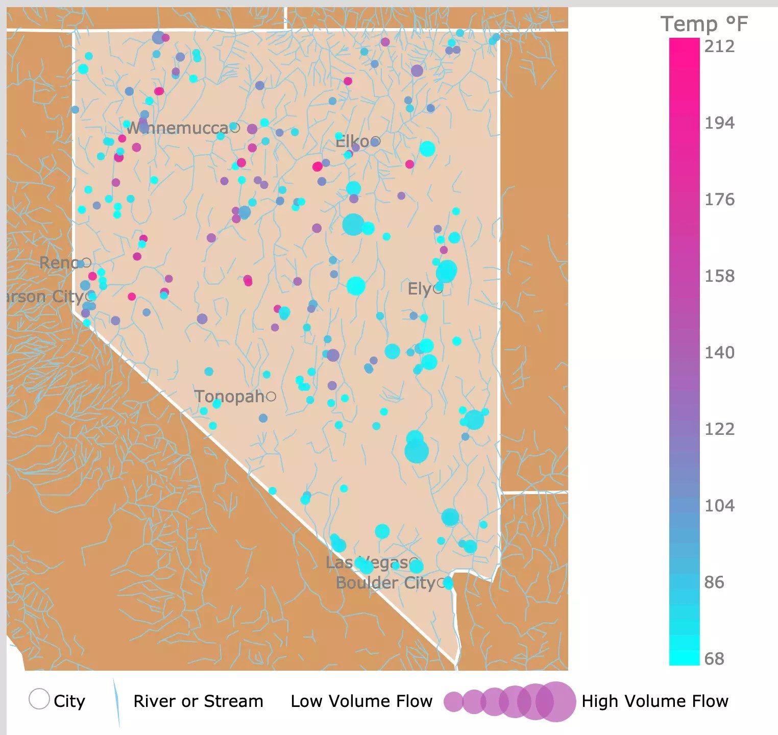 Map of Nevada Natural Springs