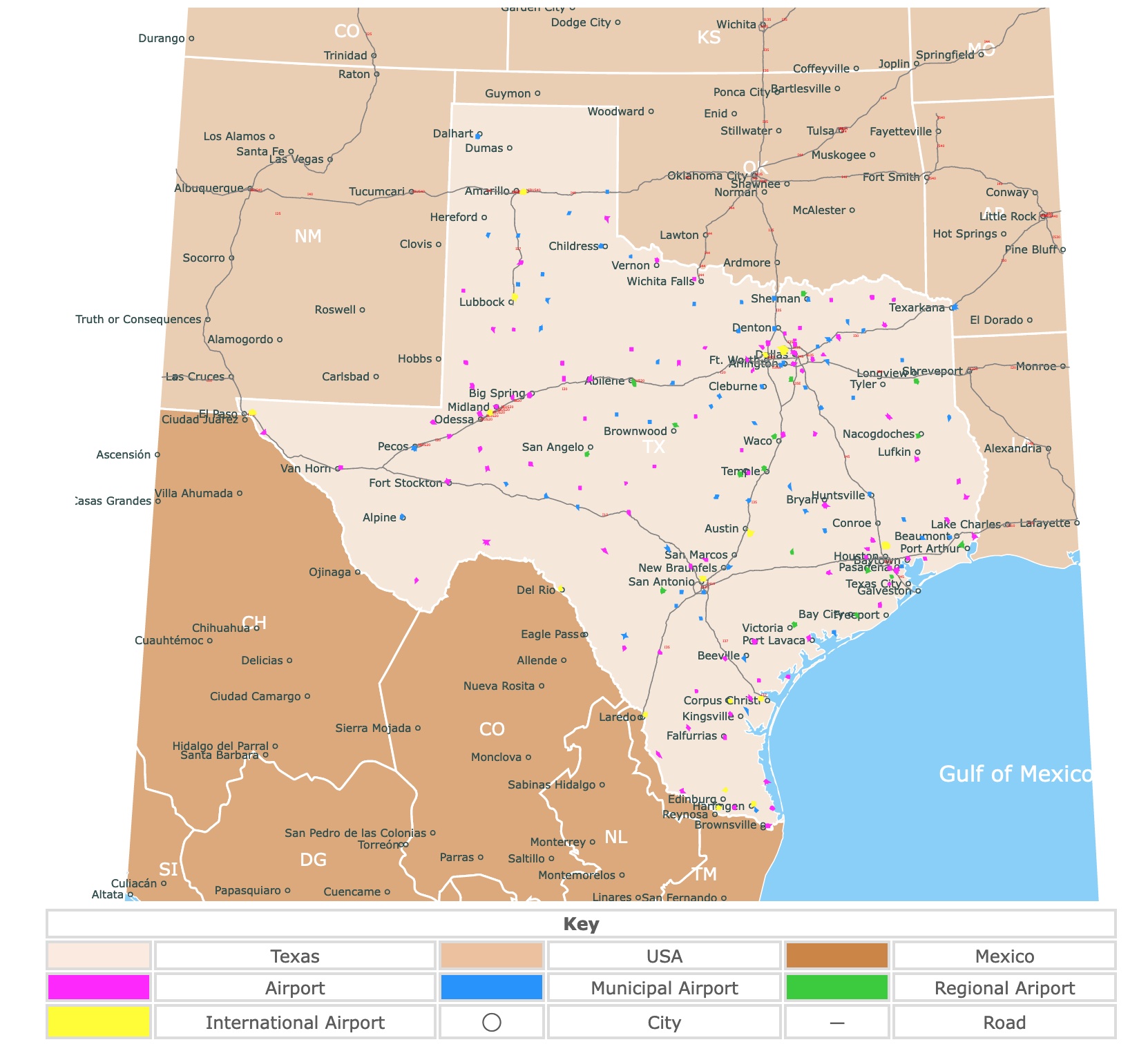 Map of Texas Airports