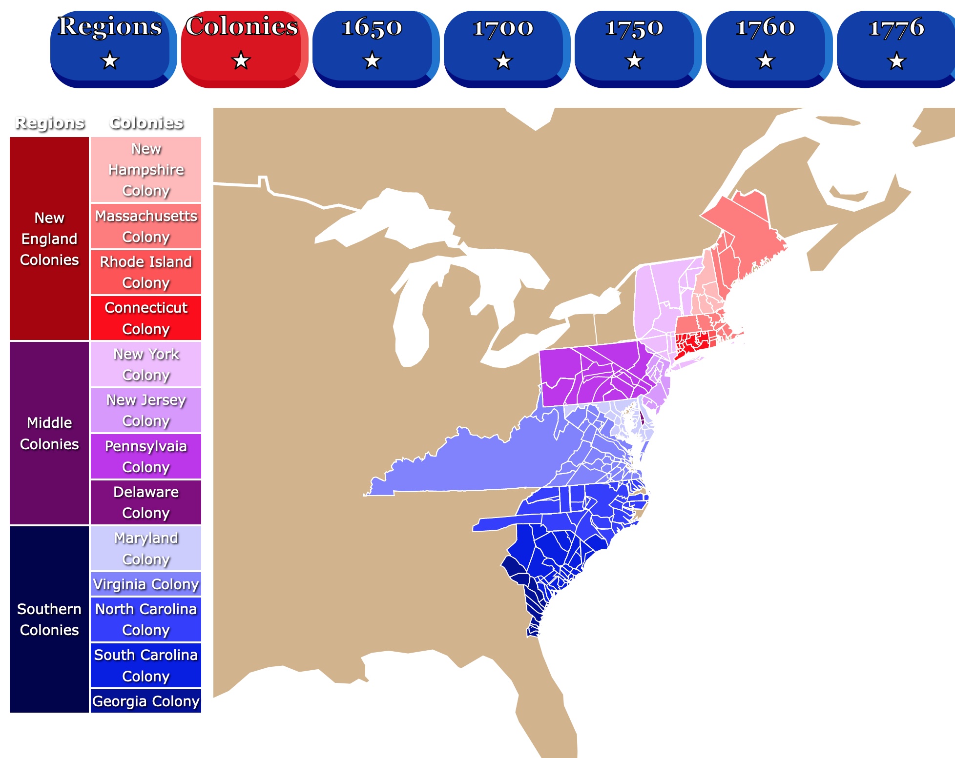 13 Colonies Interactive Map