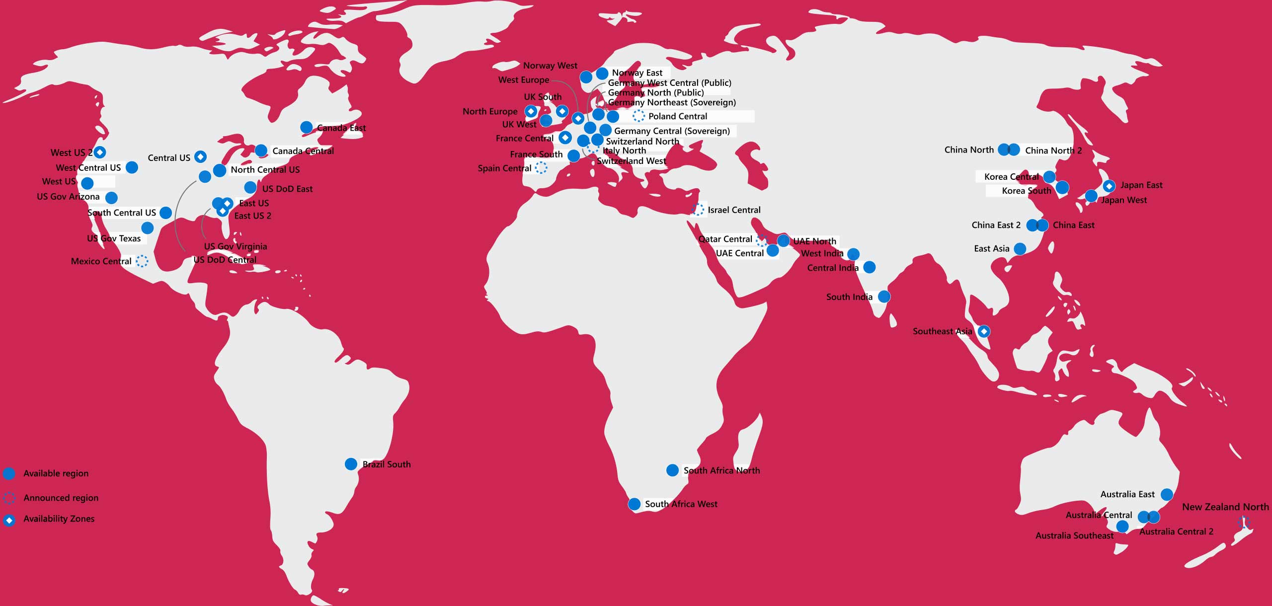 Microsoft Azure Data Center Locations, Map Azure Cloud Datacenters