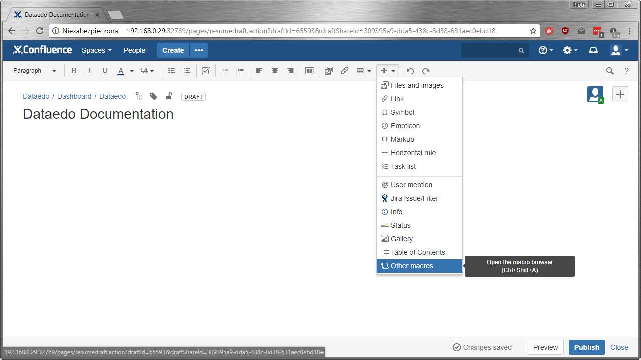 Publishing documentation on Confluence Dataedo Documentation