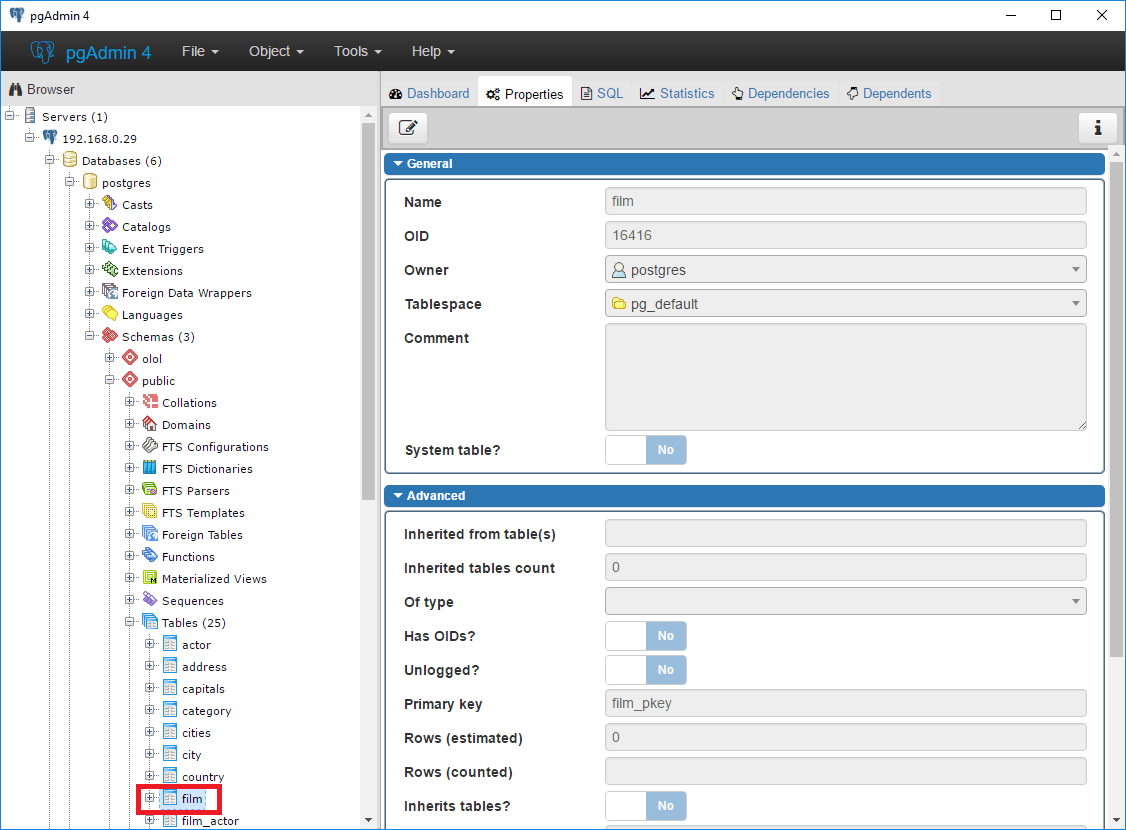 How to view table foreign keys (FKs) in pgAdmin pgAdmin