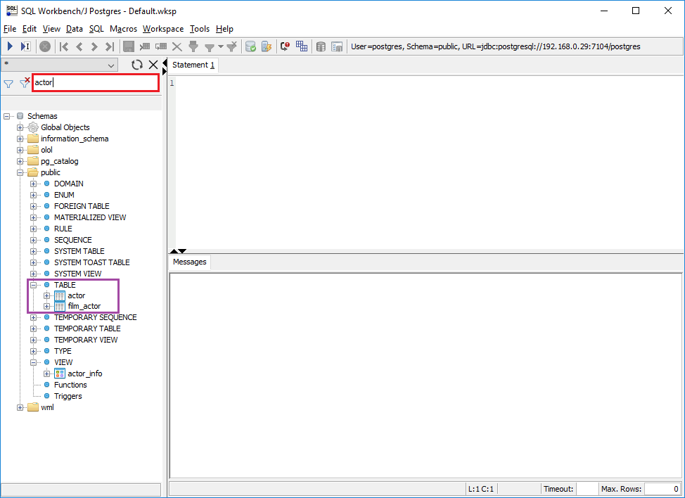 How to find table in a database with SQL Workbench/J SQL Workbench/J