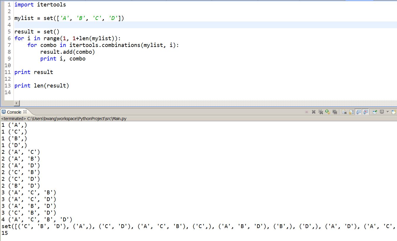 Python Find Combinations datafireball