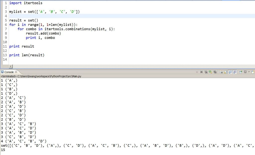 Python Find Combinations datafireball