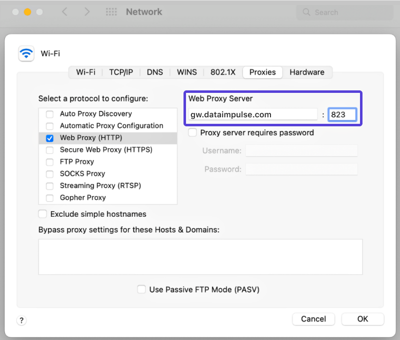 Residential proxies for MacOS Connecting Tutorial DataImpulse